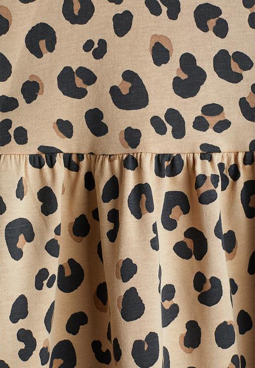 H&M - Patterned cotton dress - beige/leopard print