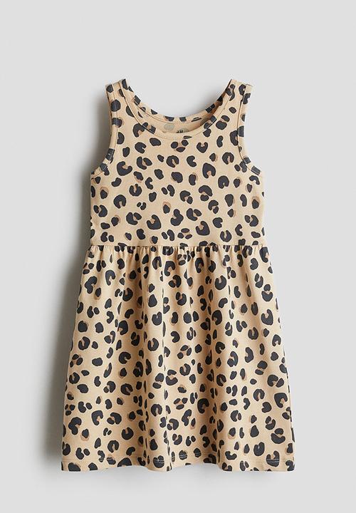 H&M - Patterned cotton dress - beige/leopard print