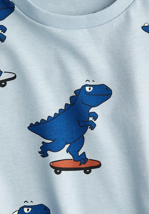 H&M - Printed T-shirt - light blue/dinosaurs 