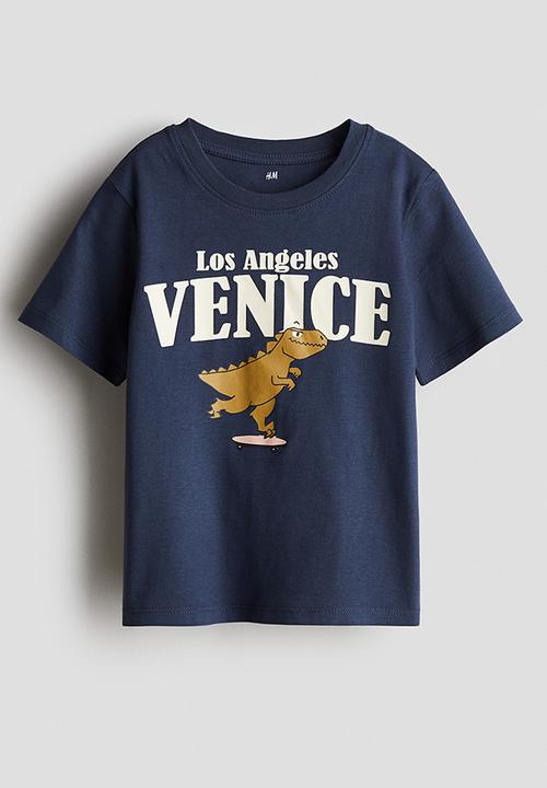 H&M - Printed T-shirt - navy blue/venice 