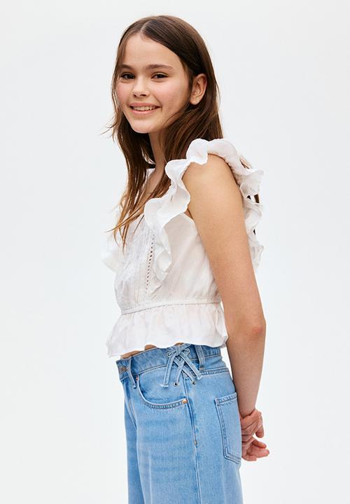 H&M - Wide-leg jeans - light denim blue/ties