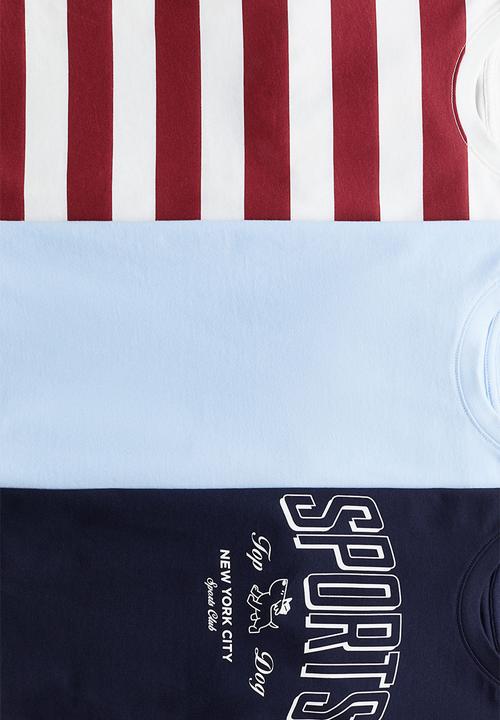 H&M - 3-Pack cotton T-shirts - navy blue/sports