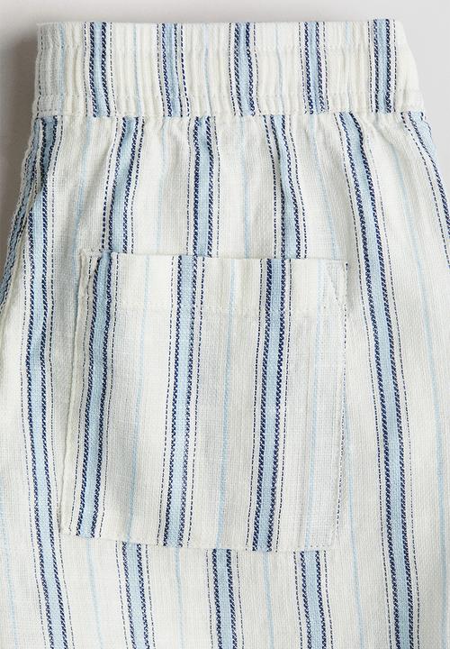 H&M - Cotton shorts - light blue/white striped 