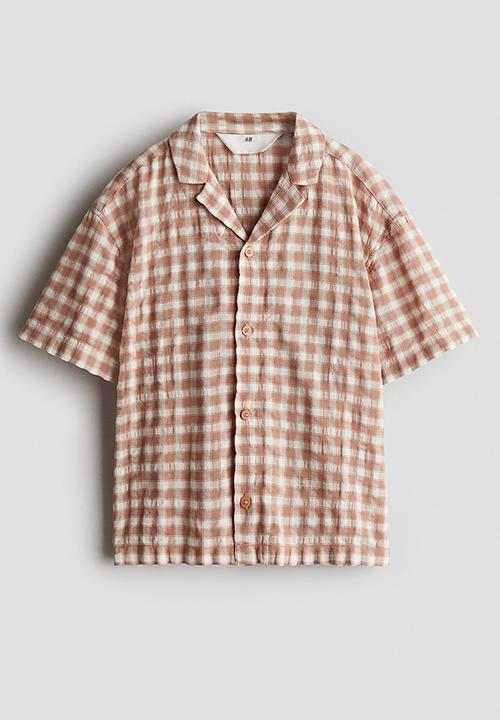 H&M - Cotton-blend resort shirt - powder pink/checked 
