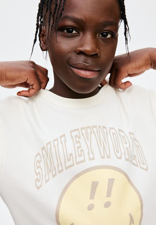 H&M - Print-motif T-shirt - white/smileyworld®