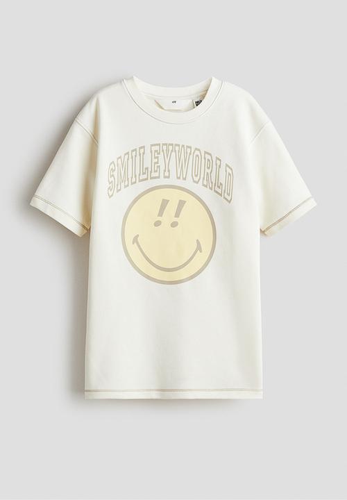 H&M - Print-motif T-shirt - white/smileyworld®