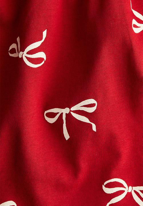H&M - Printed cotton dress - red/bows 