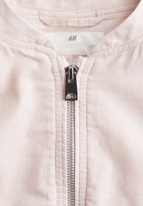 H&M - Linen-blend bomber jacket - light pink 
