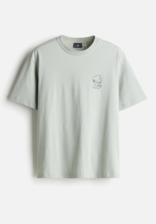 H&M - Loose fit printed t-shirt - green/snoopy