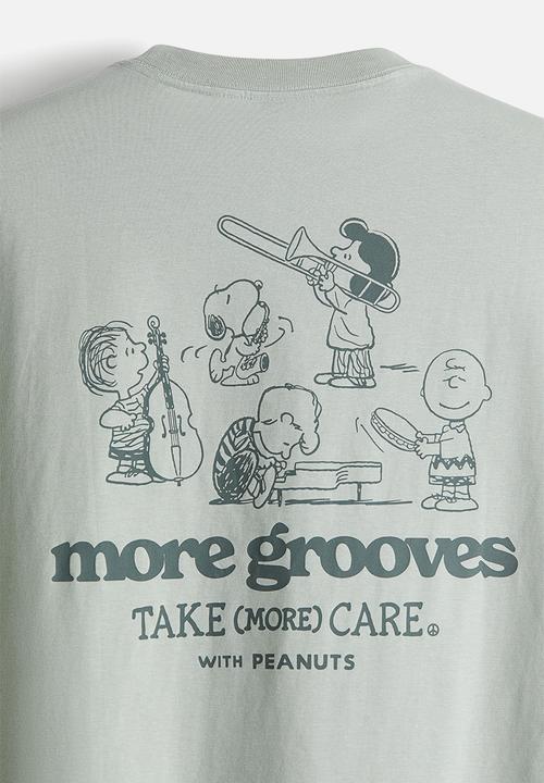 H&M - Loose fit printed t-shirt - green/snoopy