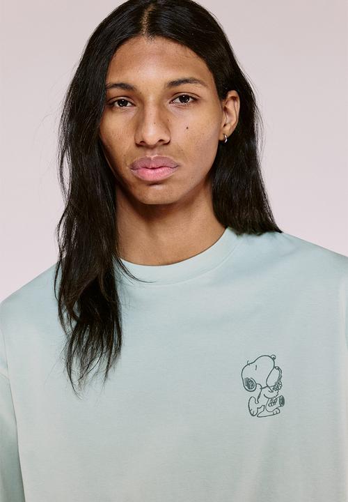H&M - Loose fit printed t-shirt - green/snoopy