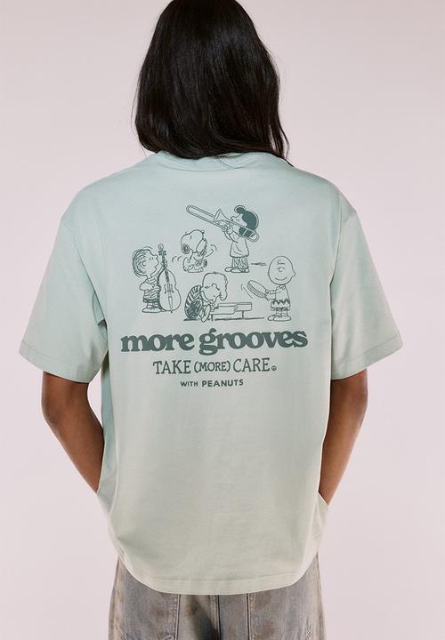 H&M - Loose fit printed t-shirt - green/snoopy