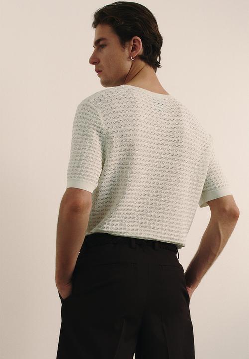H&M - Slim fit knitted t-shirt - white