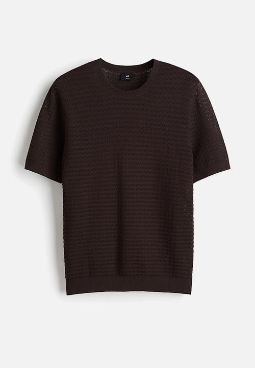 H&M - Slim fit knitted t-shirt - brown