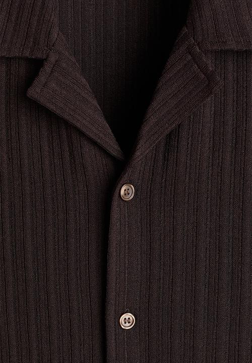 H&M - Loose fit rib-knit resort shirt - brown