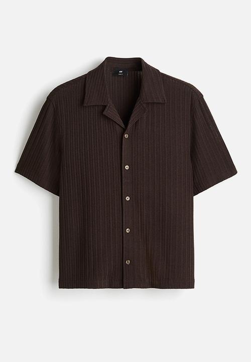 H&M - Loose fit rib-knit resort shirt - brown