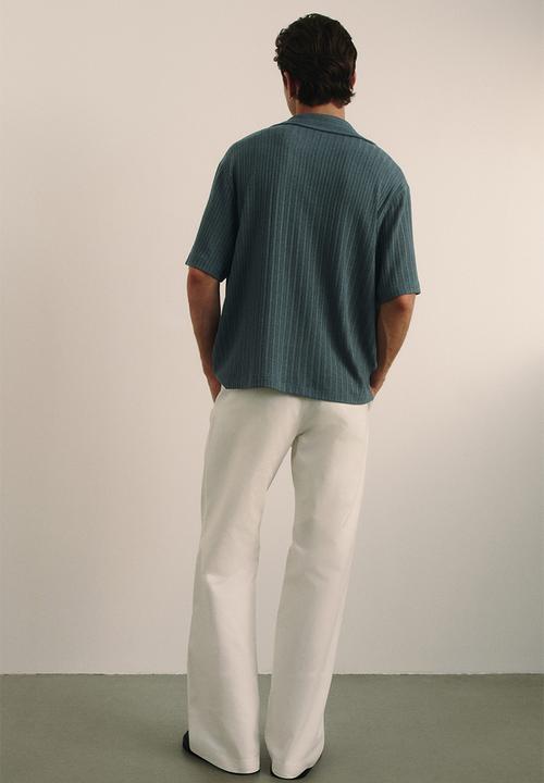 H&M - Loose fit rib-knit resort shirt - turquoise