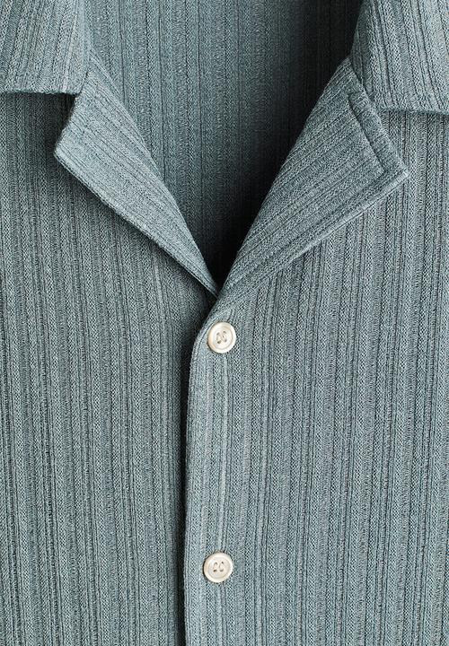 H&M - Loose fit rib-knit resort shirt - turquoise