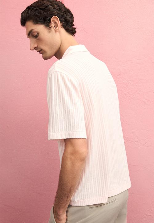H&M - Loose fit rib-knit resort shirt - pink