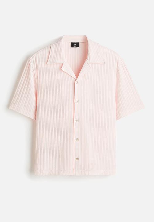 H&M - Loose fit rib-knit resort shirt - pink