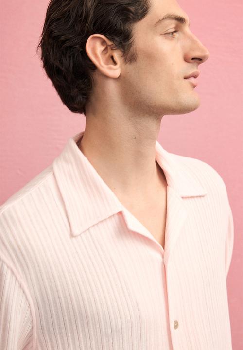 H&M - Loose fit rib-knit resort shirt - pink