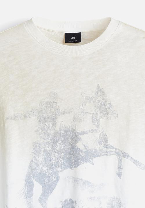 H&M - Oversized fit t-shirt - white/cowboy