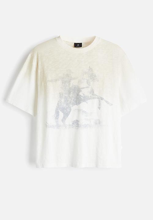 H&M - Oversized fit t-shirt - white/cowboy