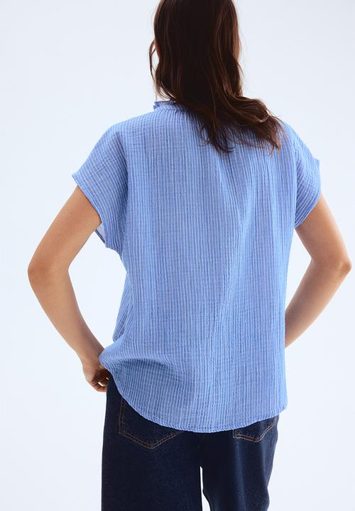 H&M - Cotton muslin blouse - blue striped