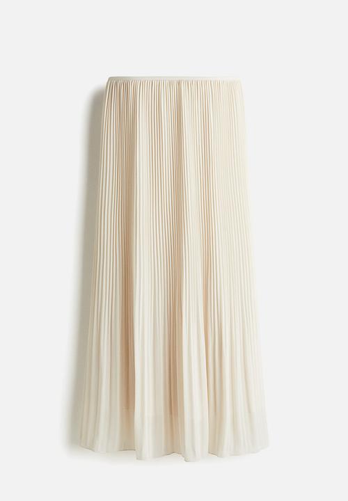 H&M - Pleated chiffon skirt - cream 