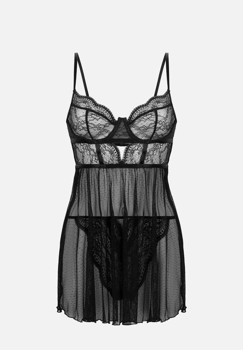 Hunkemoller - Bd wired lace isabelle dot mes - black
