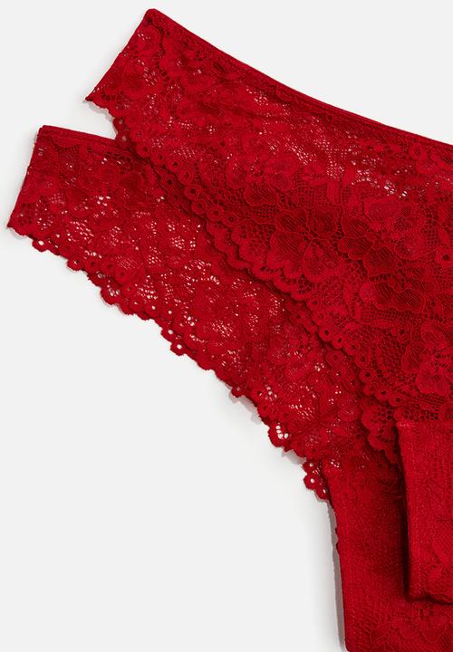 H&M - 2-Pack lace brazilian briefs - red