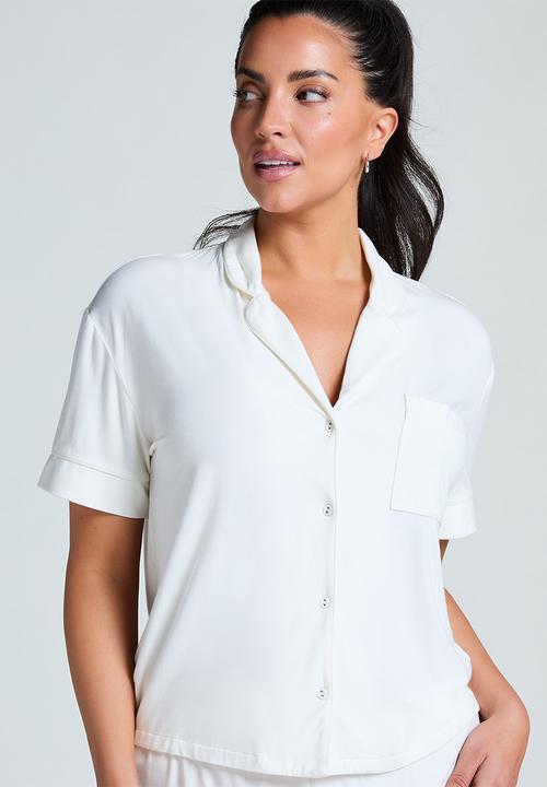 Hunkemoller - Jacket ss jersey essential - whisper white