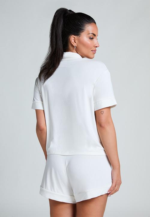 Hunkemoller - Jacket ss jersey essential - whisper white