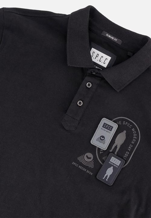 S.P.C.C - Recon Escalade Golfer  - Black Slimline Fit Fashion Polos Black