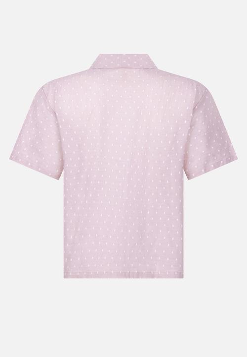 Hunkemoller - Jacket short sleeve cotton dobby - pink