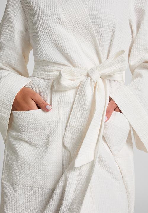 Hunkemoller - Kimono short waffle - white