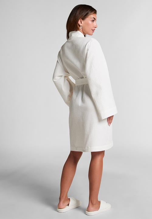 Hunkemoller - Kimono short waffle - white