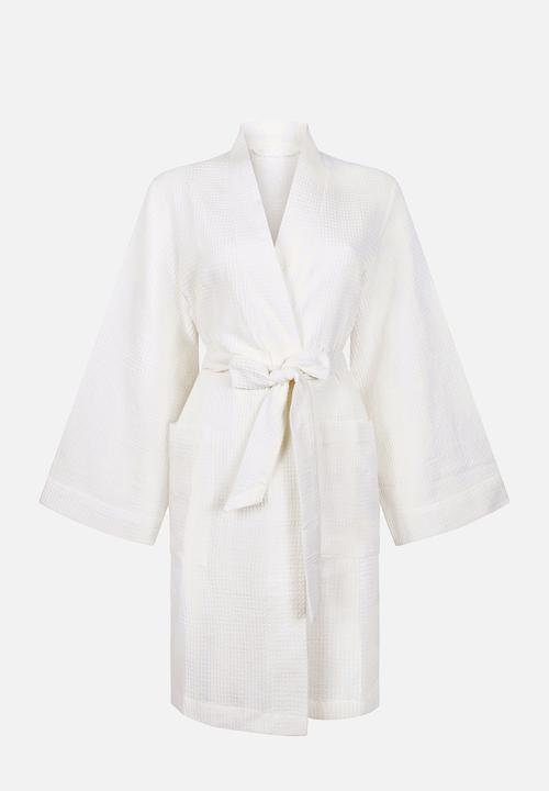 Hunkemoller - Kimono short waffle - white