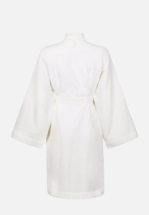 Hunkemoller - Kimono short waffle - white