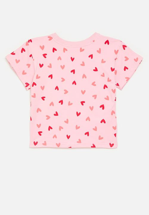 Pop Candy - Heart all-over print tee - pink multi