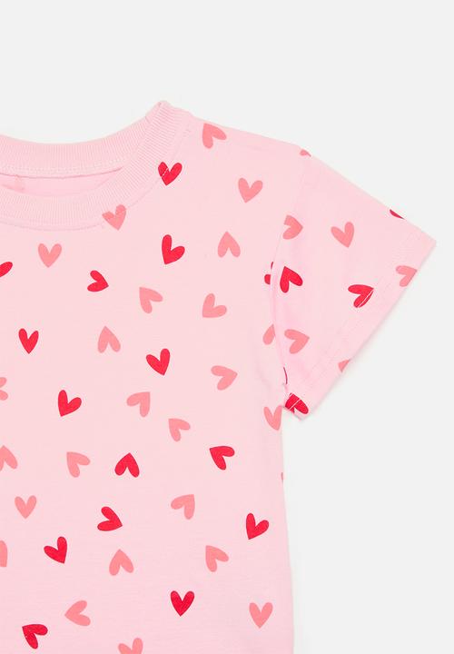 Pop Candy - Heart all-over print tee - pink multi