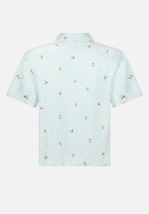 Hunkemoller - Jacket short sleeve viscose check print - harbor gray