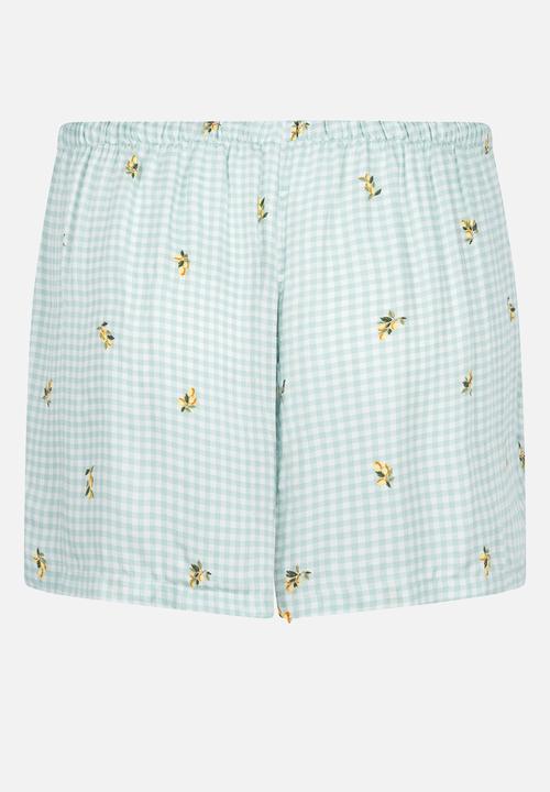 Hunkemoller - Short viscose check print - green