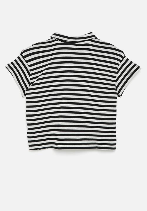Pop Candy - Perpendicular striped polo shirt - black/white