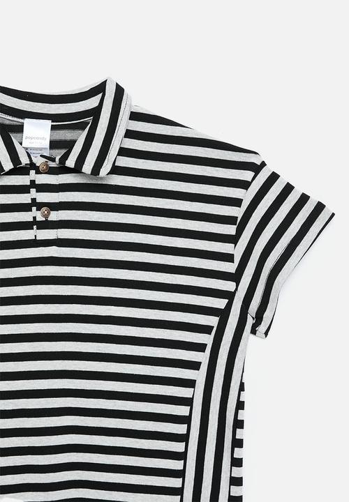 Pop Candy - Perpendicular striped polo shirt - black/white