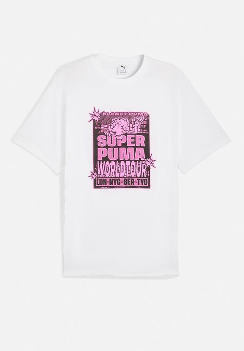 PUMA - Graphic Super Puma World Tour Relaxed Tee - Puma white