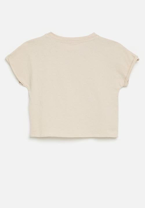 Pop Candy - Asymmetrical front tee with stylised pocket - beige