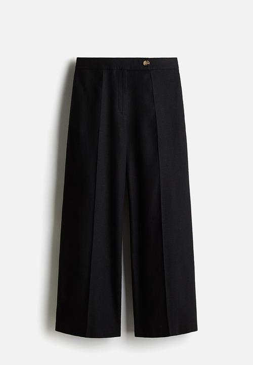 H&M - Tailored linen-blend trousers - black