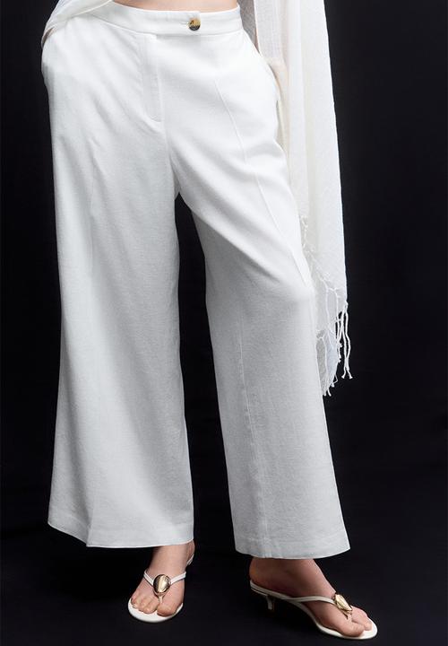H&M - Tailored linen-blend trousers - white
