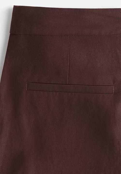 H&M - Tailored linen-blend trousers - dark brown